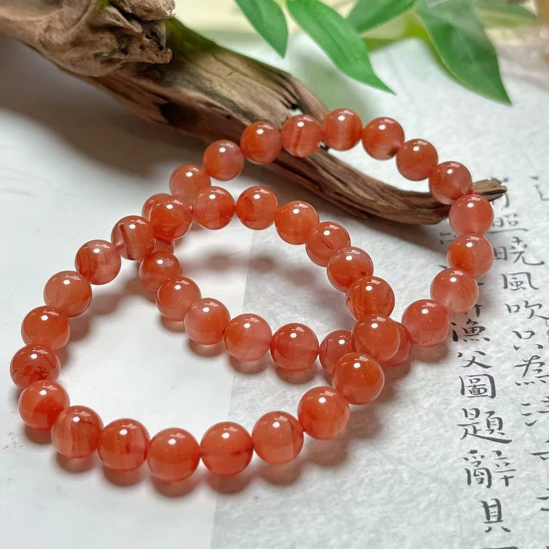 《铁头老猪》XYJ546天然冰飘南红手串素圈手串约10mm多样性发其一