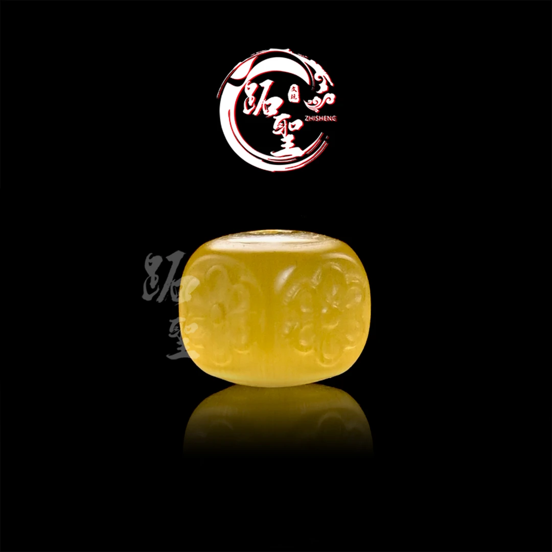 8MM黄猫眼石格桑花方珠单珠文玩椰蒂手串手链配饰配珠顶珠散珠