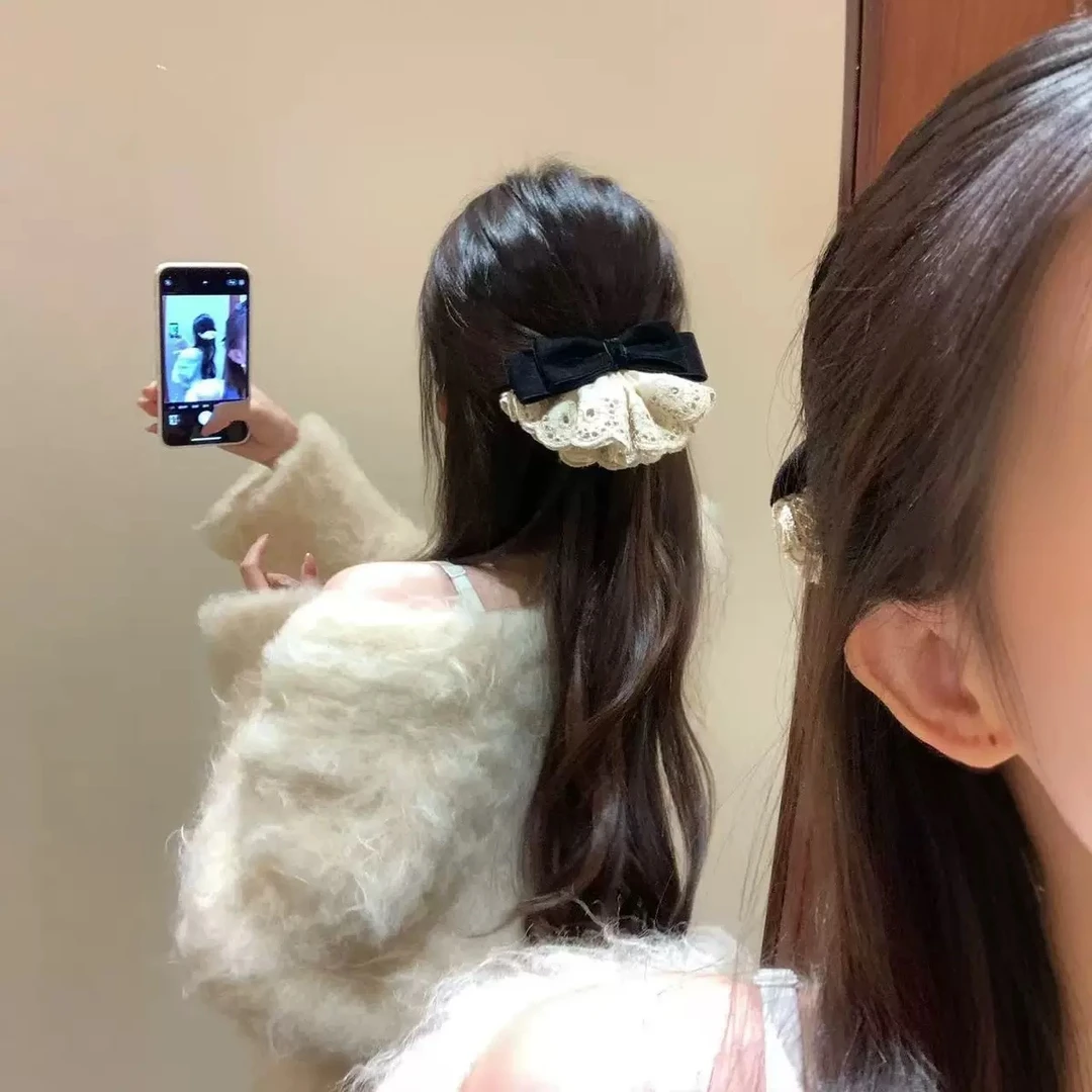 2025简约风女边夹法式发夹甜美花苞头发饰气质弹簧夹超仙发卡优雅