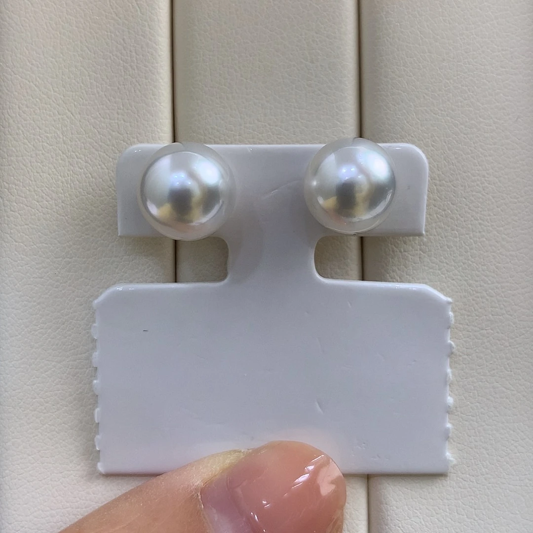 海水珍珠耳饰18K金镶嵌10mm澳白