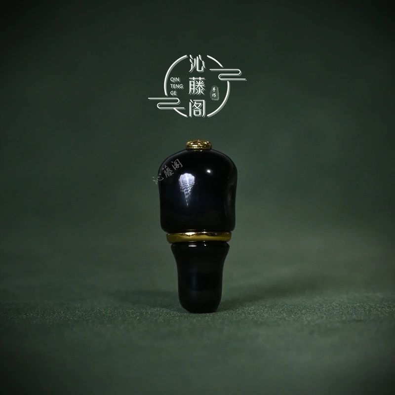 12MM黑玛瑙榫卯腰金三通文玩配饰椰蒂手串DIY配件佛头塔配珠配件