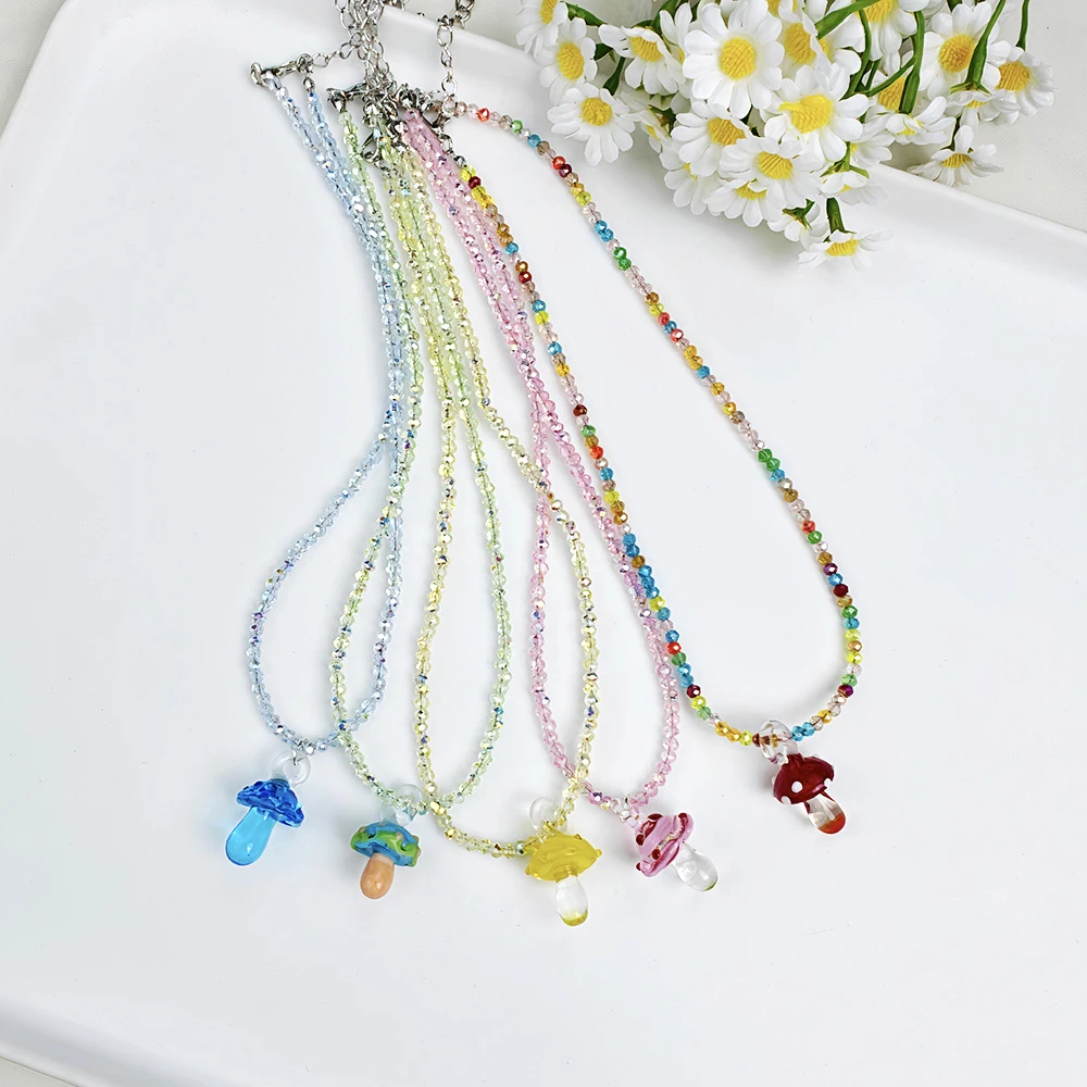 铜合金玻璃吊坠 饰品手工少女锁骨链配饰项链链子挂脖挂链