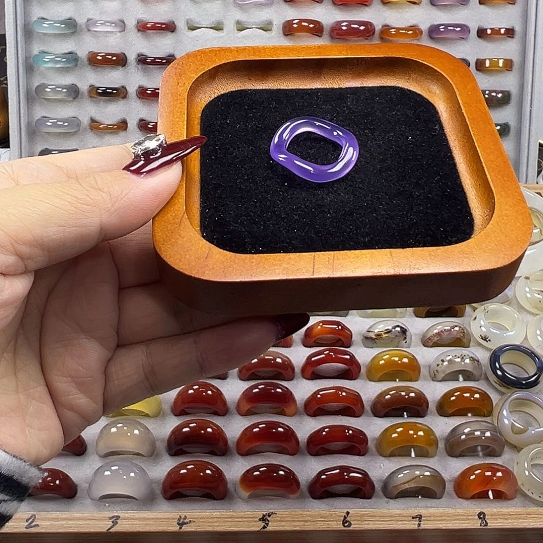 玛瑙/玉髓未镶嵌戒指B9不退换16.6港13+