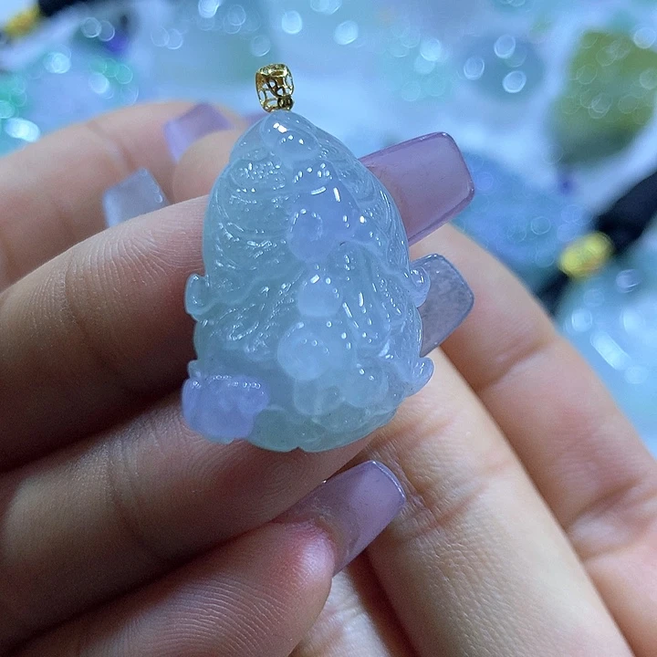 翡翠18K金镶嵌颈饰天然翡翠A货吊坠