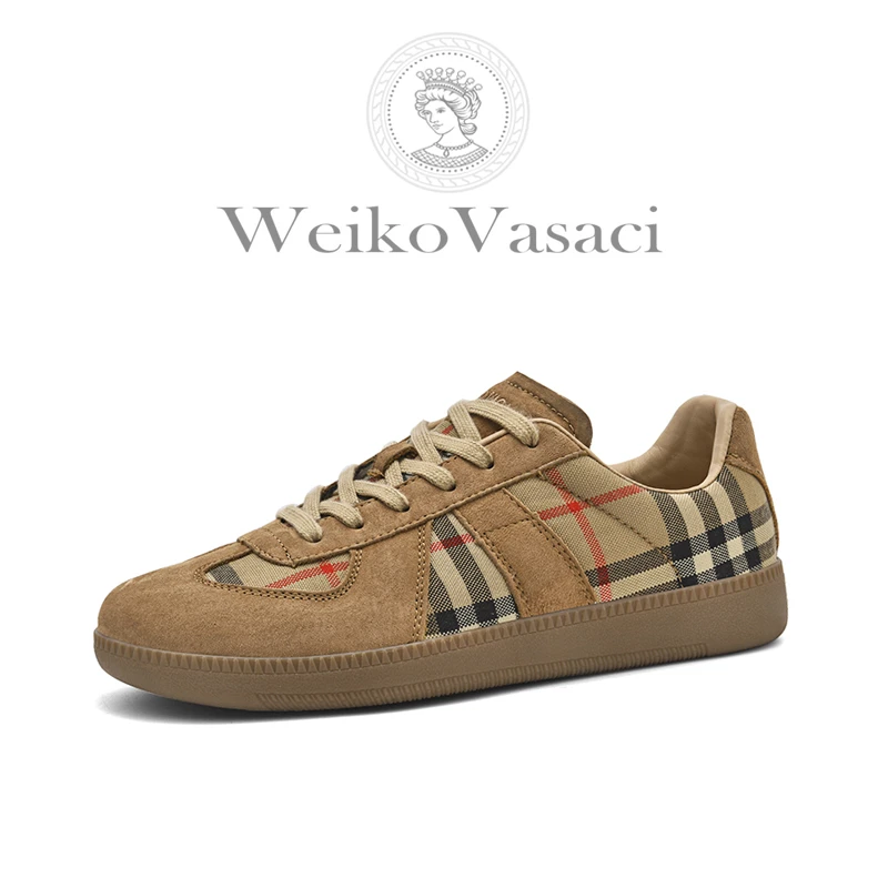 Weiko Vasaci/维客瓦萨奇撞色复古德训鞋轻奢风情侣款平底板鞋