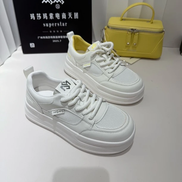 <玛莎玛索>2025夏季单网新款622-80时尚百搭超轻增高透气小白板鞋