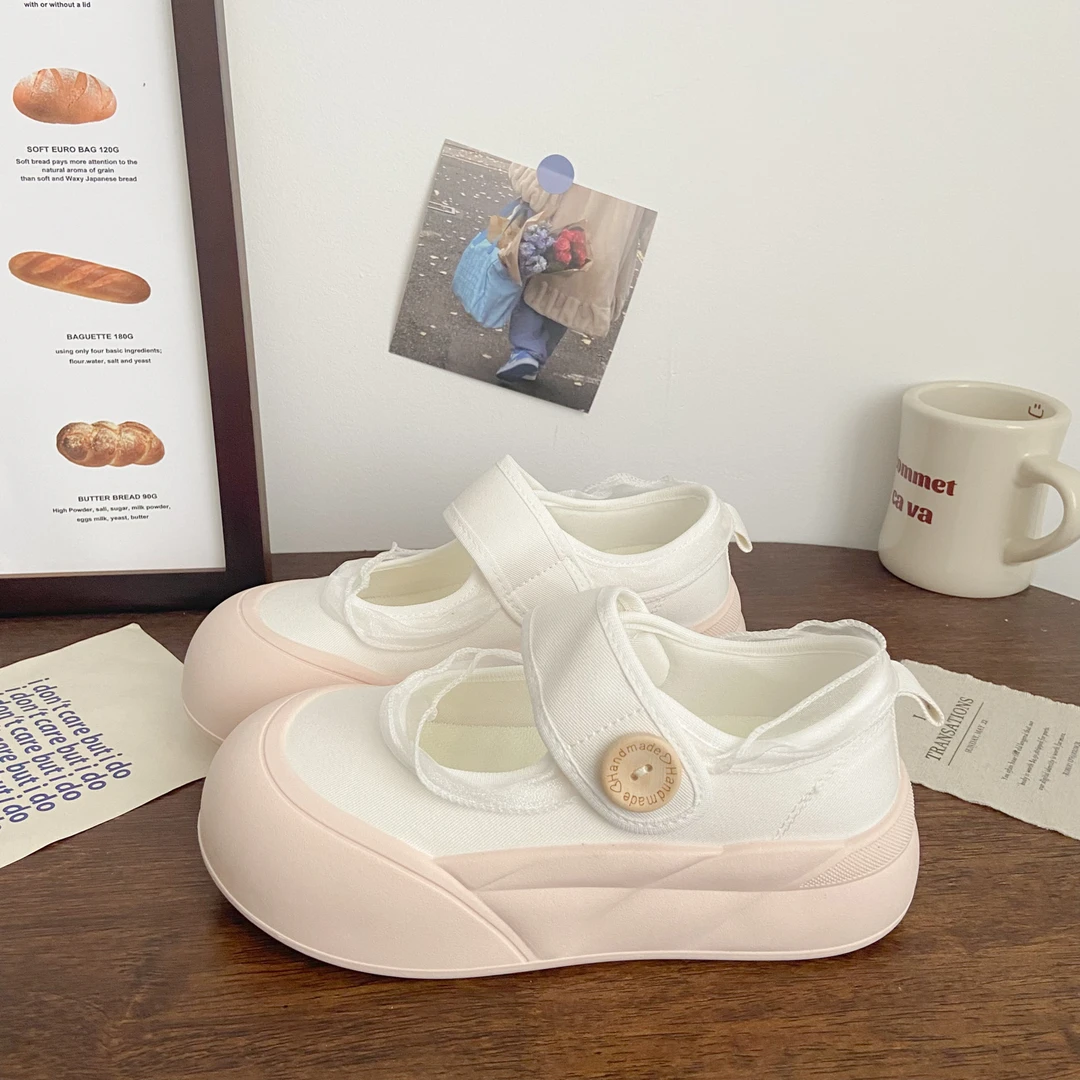 粉色镂空魔术贴小白鞋女秋夏季凉鞋新款chic小众学生玛丽珍板鞋