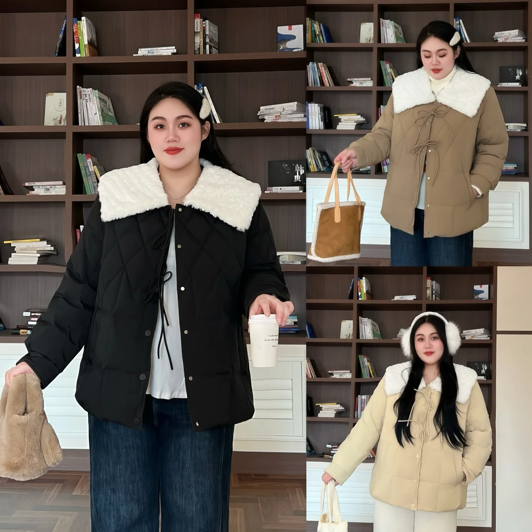 花契“特罗姆瑟”大码女装显瘦200斤胖mm-90白鸭绒羽绒服13642-F