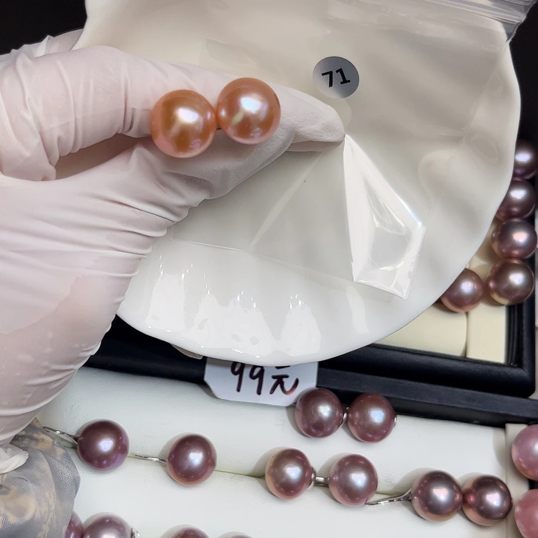 淡水珍珠耳饰银S925镶嵌