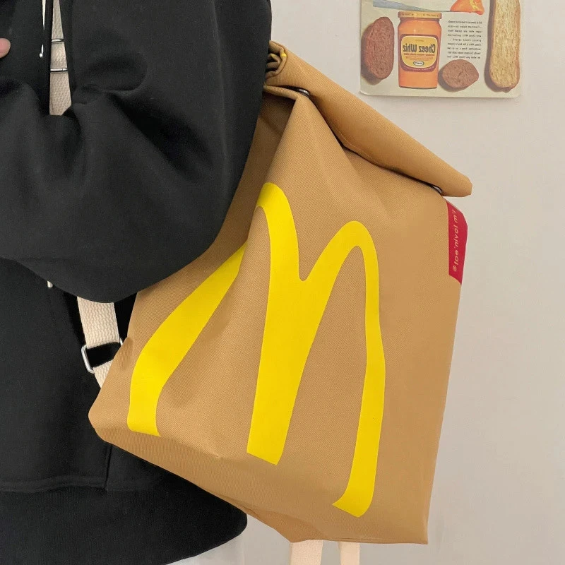 【艺凡】麦当劳尼龙创意书包个大容量双肩包男女上课通勤双肩包拍照