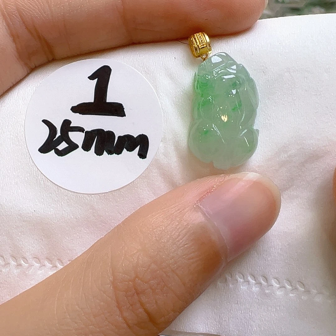 翡翠18K金镶嵌吊坠(不含链)翡翠