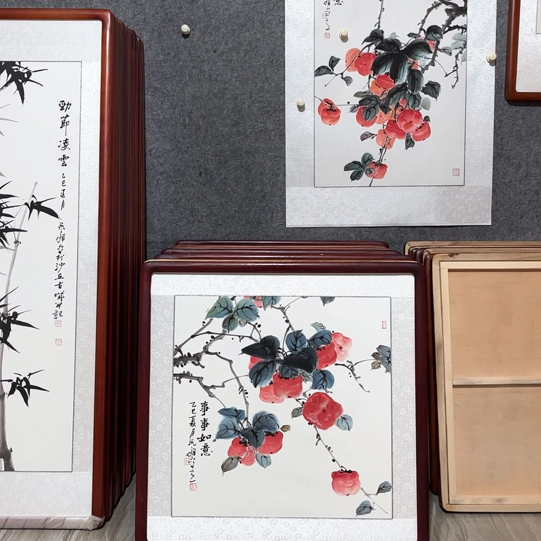 国画书画作品带框63×63