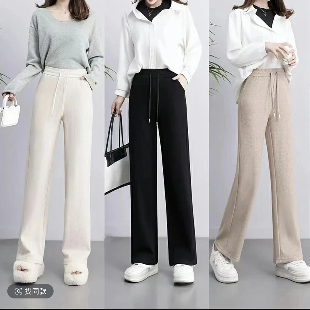 【专柜原单】春秋新款高腰窄版直筒裤舒适透气时尚女裤高弹百搭