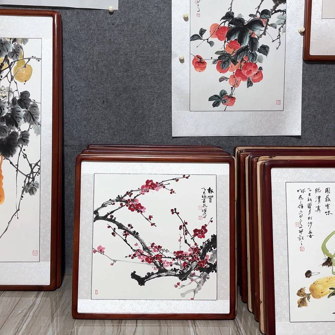 国画书画作品带框63×63