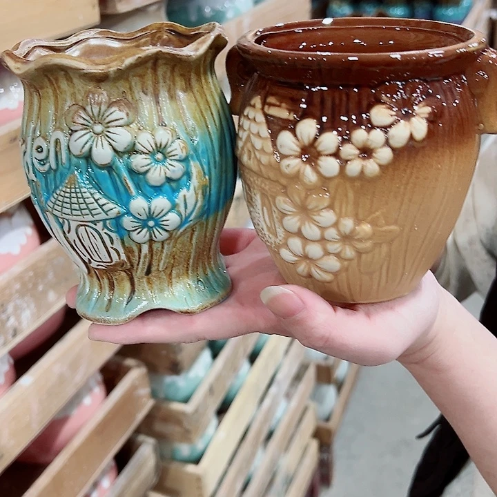 有孔，凑单福利满10元发货陶瓷多肉花盆！