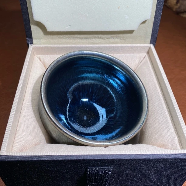 原矿原釉建窑建盏 银豪将军主人杯 8颗釉泪8.5口径100容量