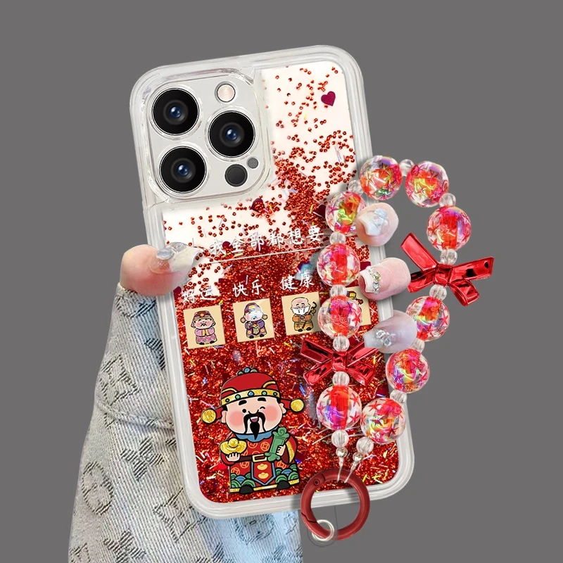 五路财神适用苹果vivo华为oppo小米iPhone16流沙壳全包手机壳