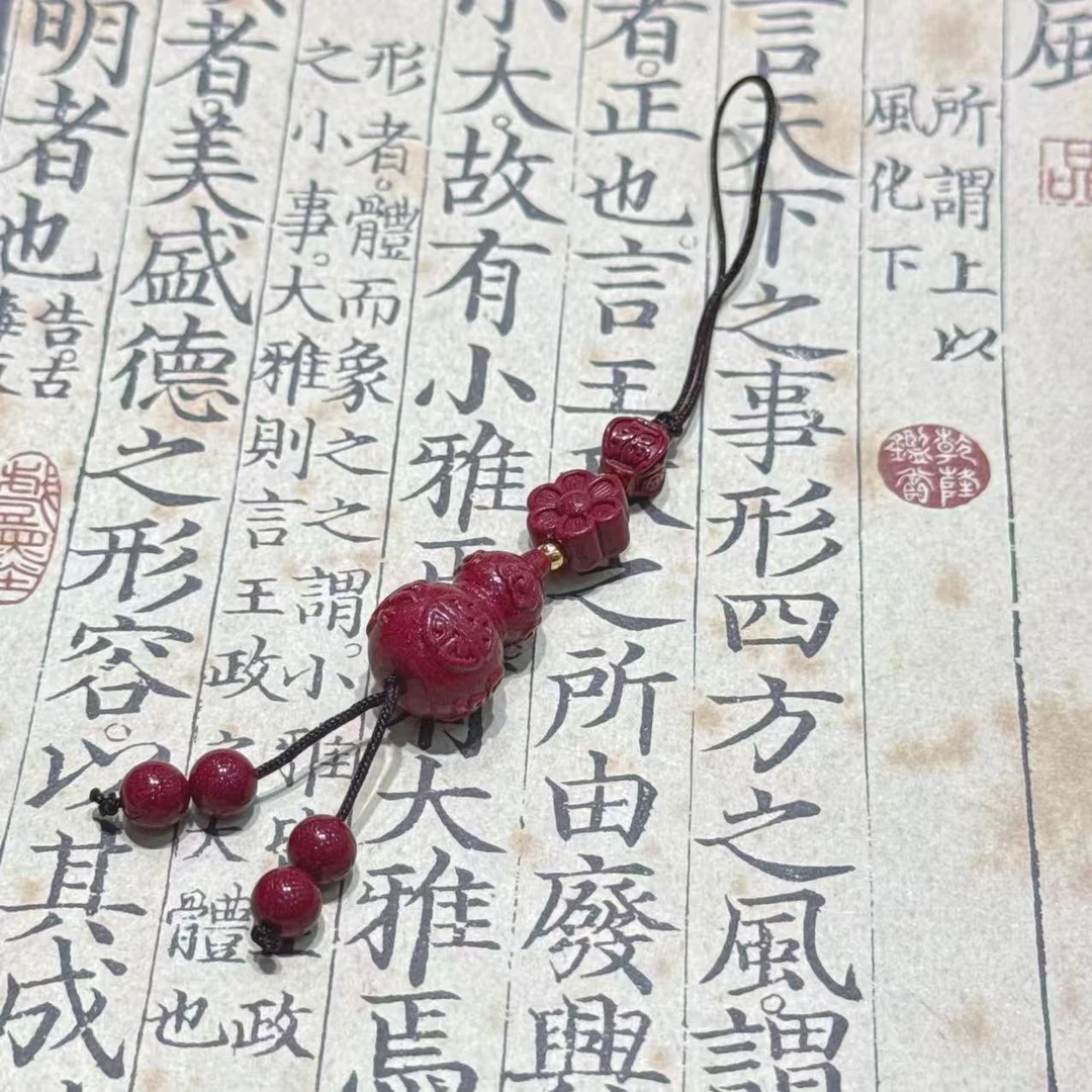 含辰砂工艺品《小猪甄选》朱砂葫芦四叶草车挂手机挂多样性发其一