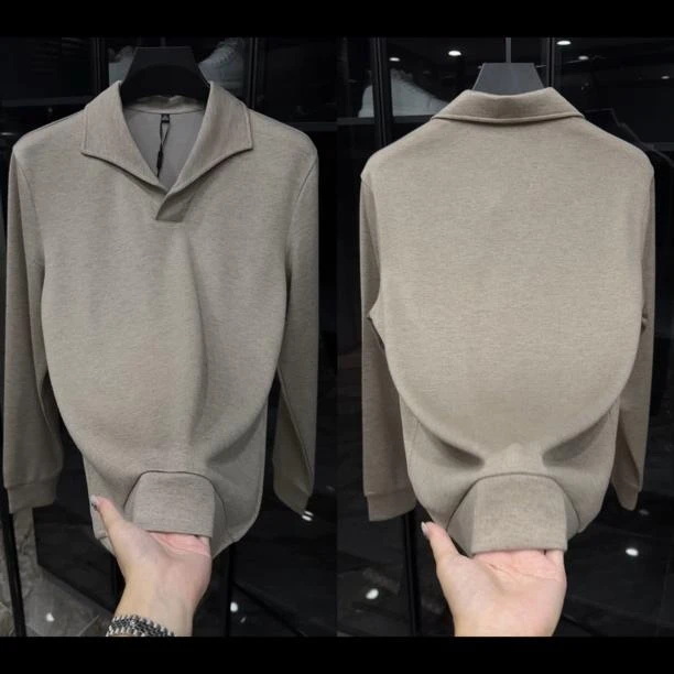 【轻奢高定】2025秋季新款高档男士简约纯色气质百搭打底衫卫衣