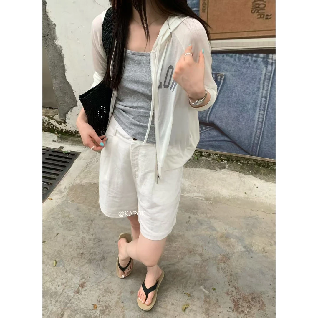 25258#KAPOK#（两件套）夏季连帽字母印花拉链开衫防晒（福利）