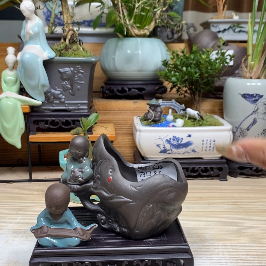 紫砂陶瓷艺术花盆陶瓷