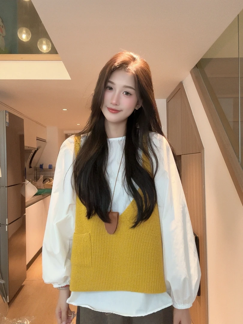 【两件套】韩系chic叠穿毛衣吊带女宽松外穿针织背心百搭休闲小马甲