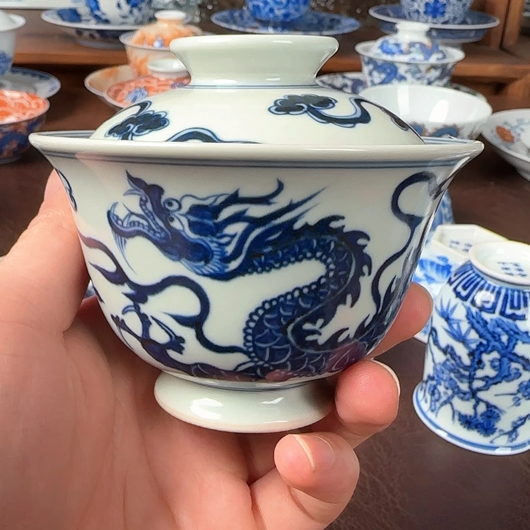 杯青花釉下两才盖碗