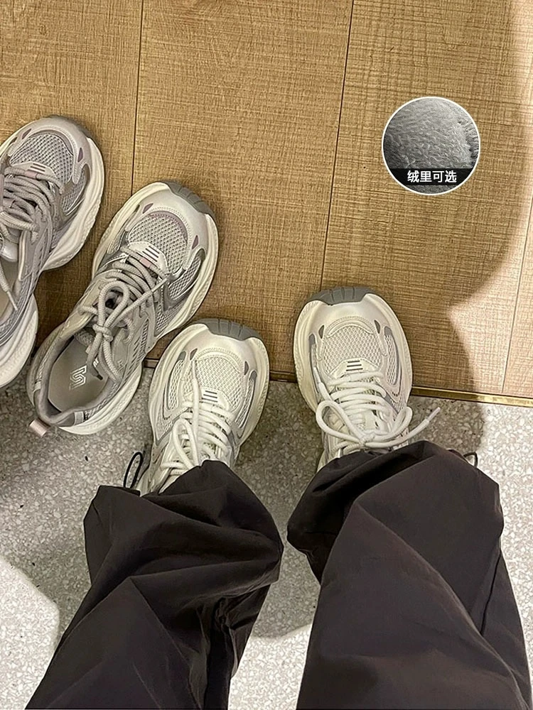 啄木鸟厚底老爹鞋女款2025春季新款增高透气百搭轻便运动休闲鞋子