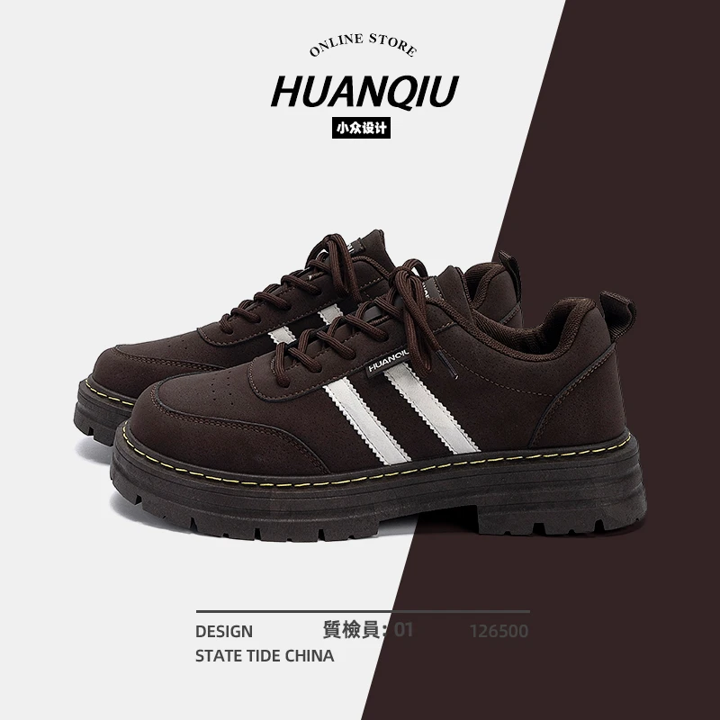 环球复古低帮马丁靴子男鞋秋季2025新款德比鞋百搭厚底户外休闲鞋