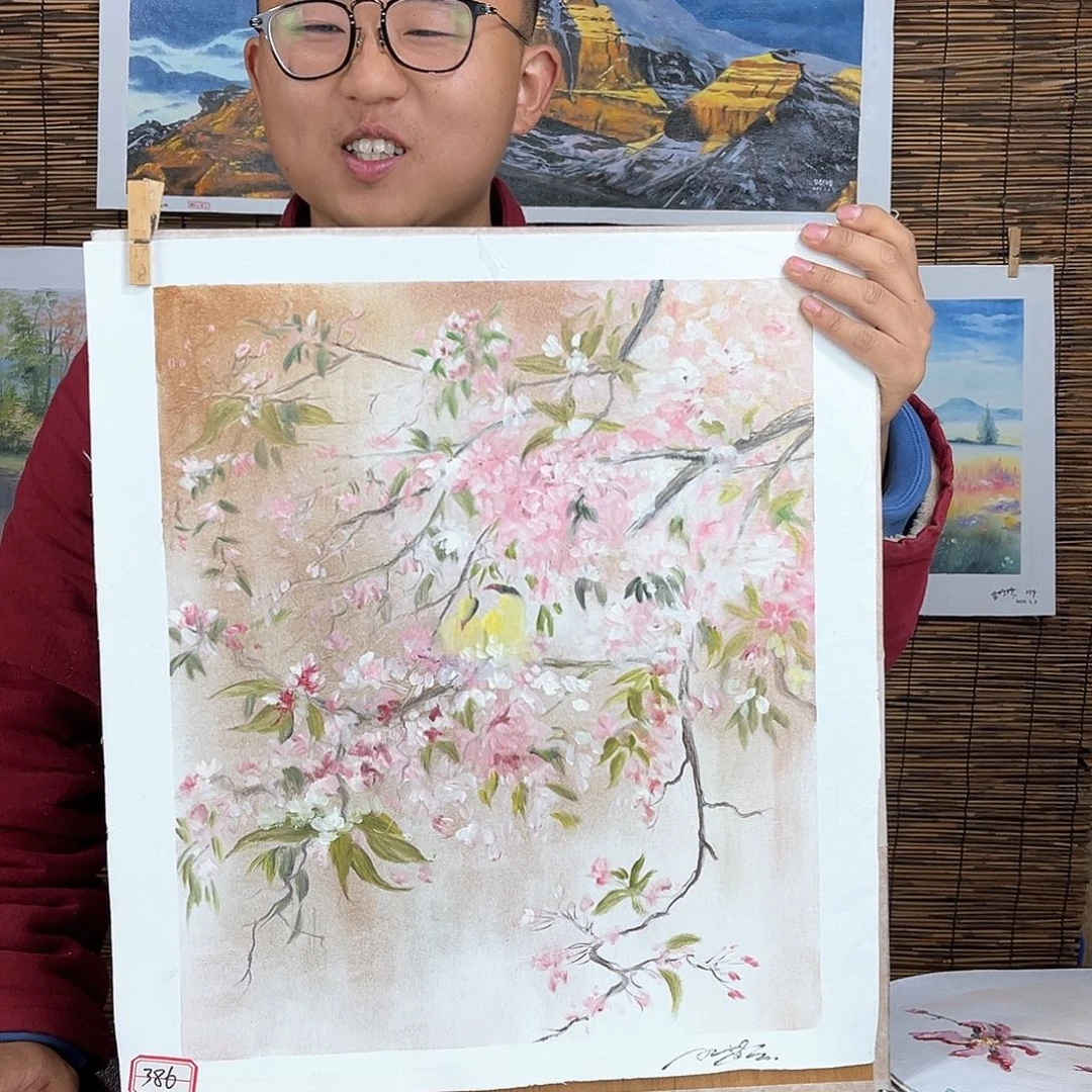 油画加*行路人小院绘画作品竞拍