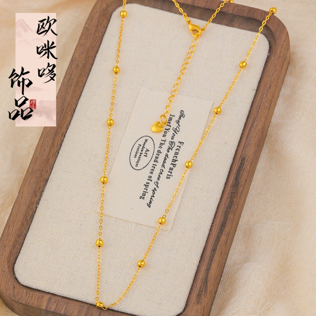 铜合金项链 金店同款满天星圆珠项链珠珠素链锁骨链颈饰搭配