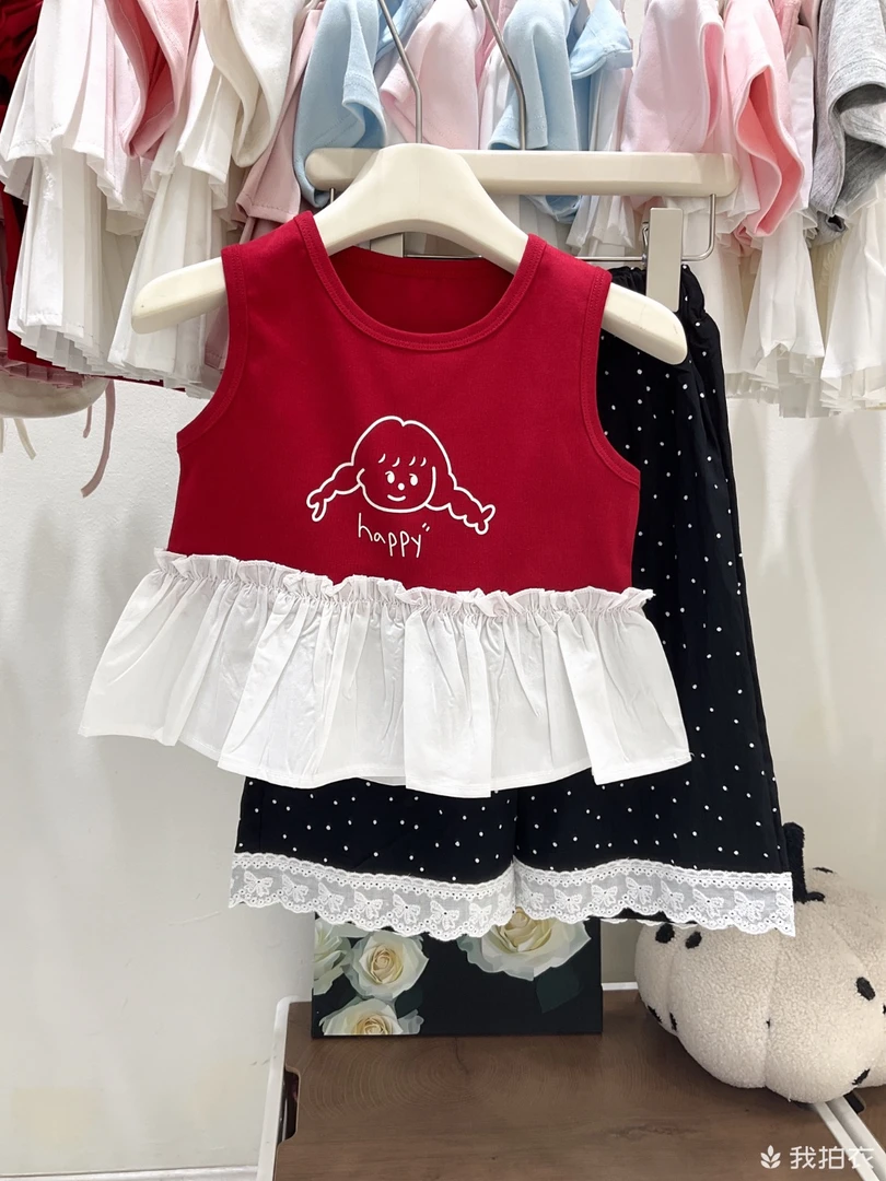 【新疆包邮】夏季新款小女孩波点裤两件套G809