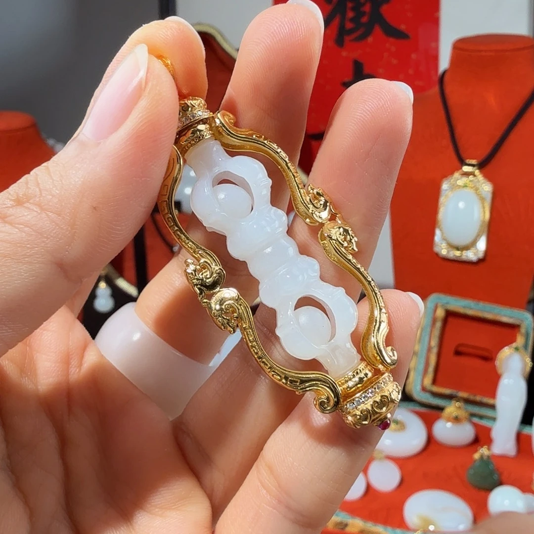 和田玉银S925镶嵌颈饰