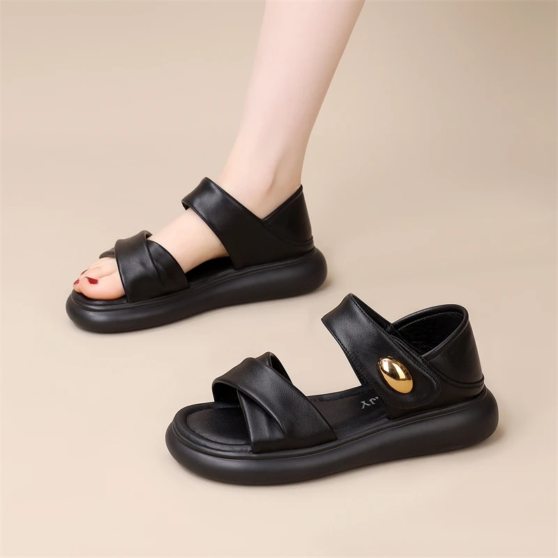 时装包跟两穿夏款罗马凉鞋女2025新款魔术贴韩系软底不累脚沙滩鞋