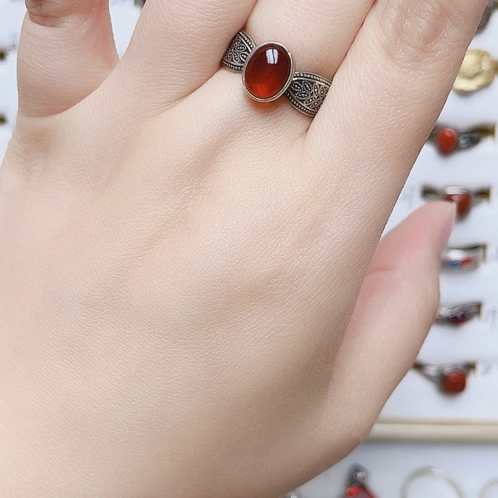 血珀银S925镶嵌戒指