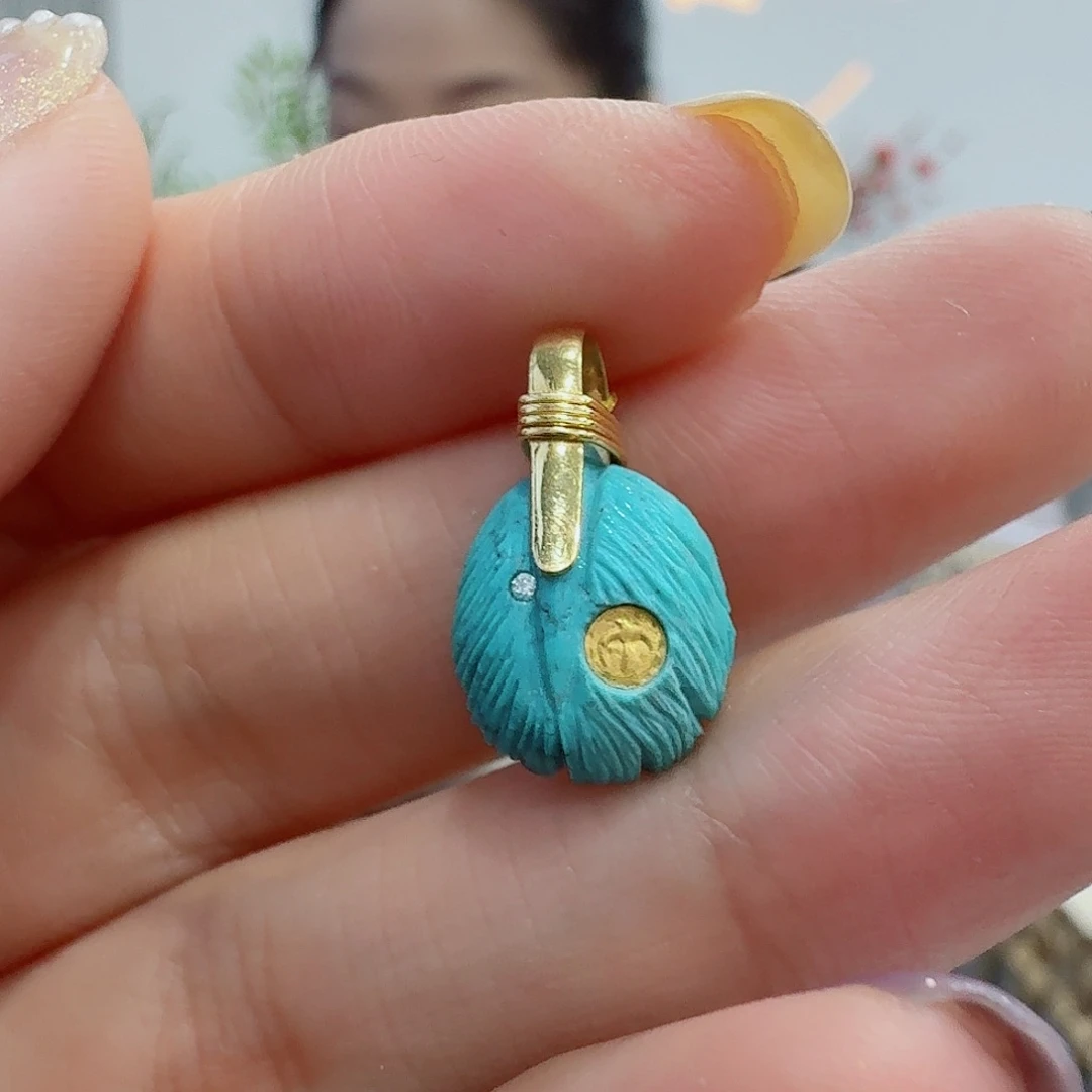 绿松石18K金镶嵌珠宝奇石