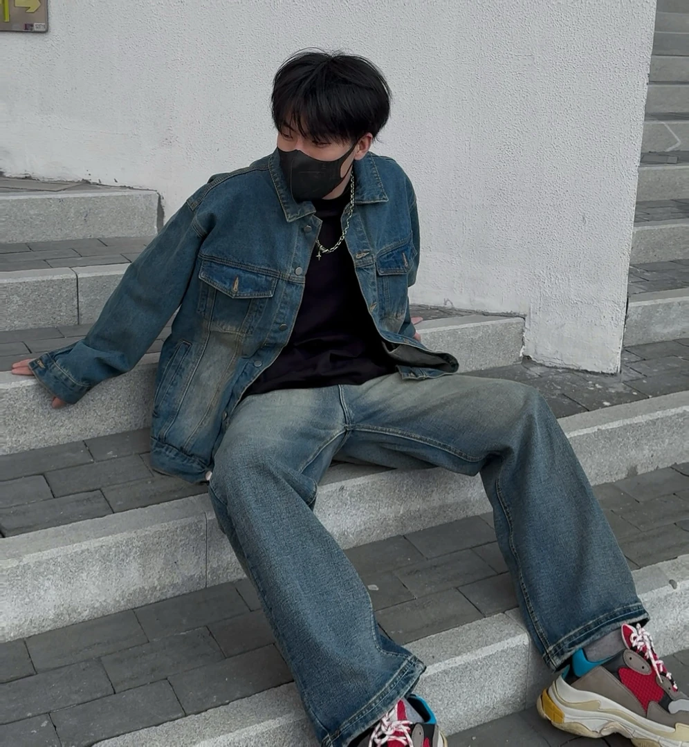 2025新款春秋款港风复古美式牛仔衣牛仔夹克小众高级感设计痞帅