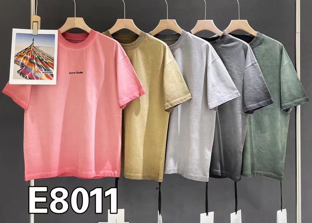 E8011情侣做旧男士夏季T恤潮流男装扎染短袖水洗字母