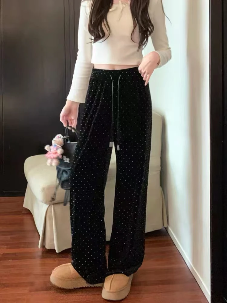 5825 女士高腰满天星镶钻阔腿裤 F80 三楼