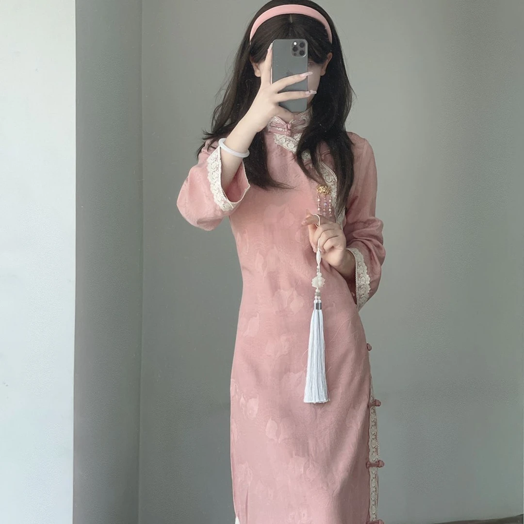 2025夏季复古旗袍民国风大小姐低开叉少女年轻款矮个子中式旗袍裙