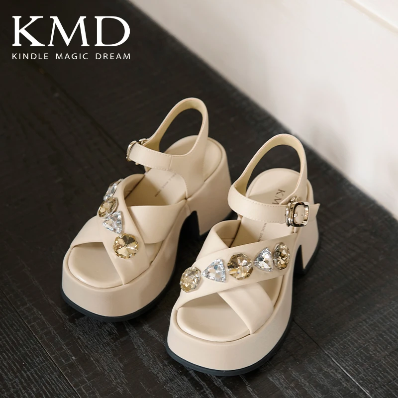 2025夏季增高气质羊皮里/PU垫凉鞋