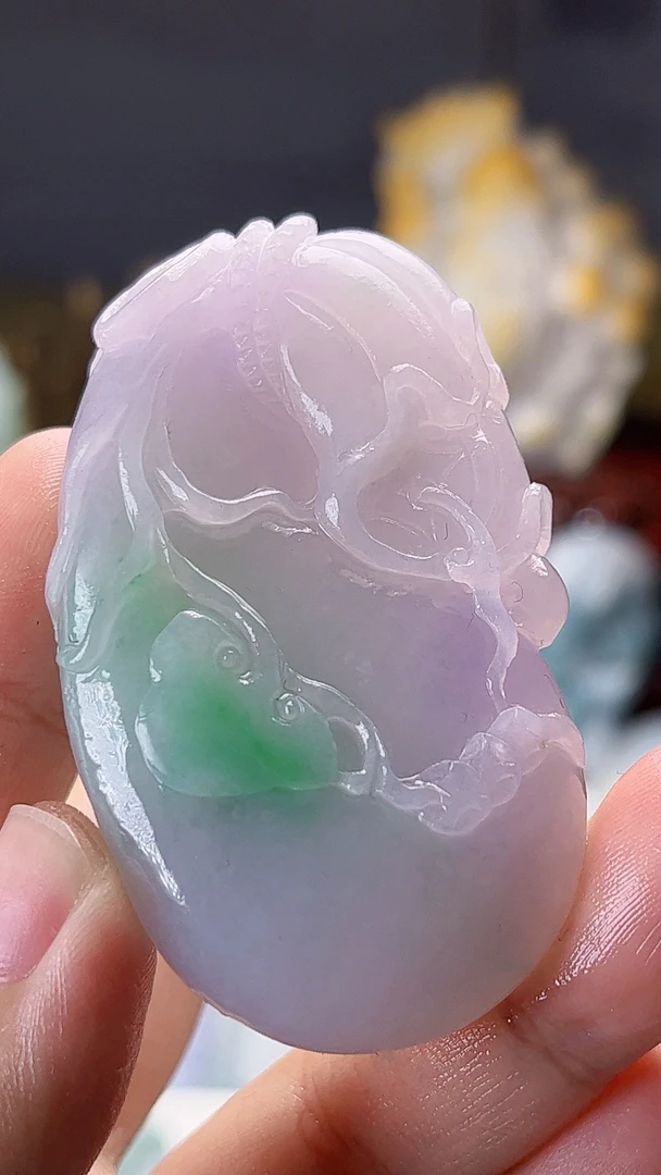 天然缅甸翡翠冰胶春彩双彩钱袋毛货买断需抛光尺寸高60宽33厚13