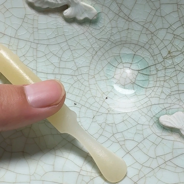 黄***师瓷片双鱼青瓷开片大碗