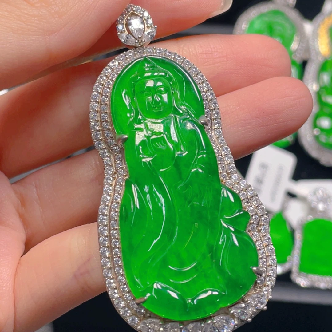 翡翠银S925镶嵌吊坠(不含链)