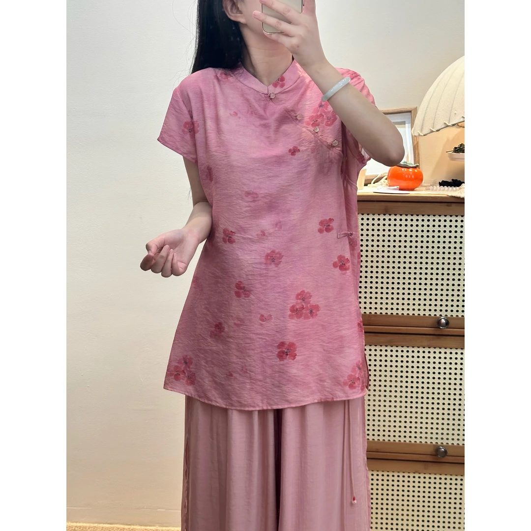 【雲笙墨-海棠朵朵上衣】夏季新中式上衣中国风