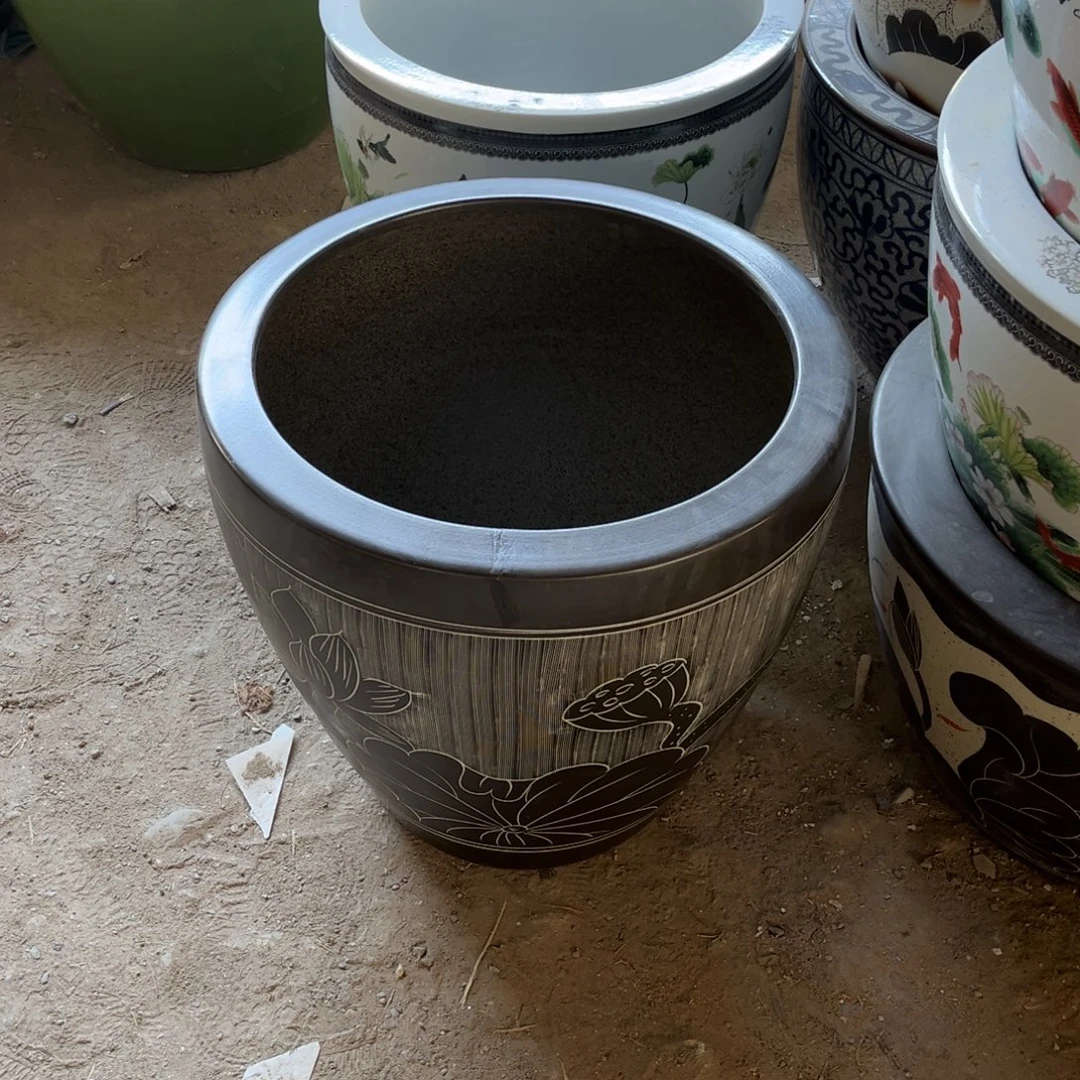 瓷片黑荷花63高度63.8888