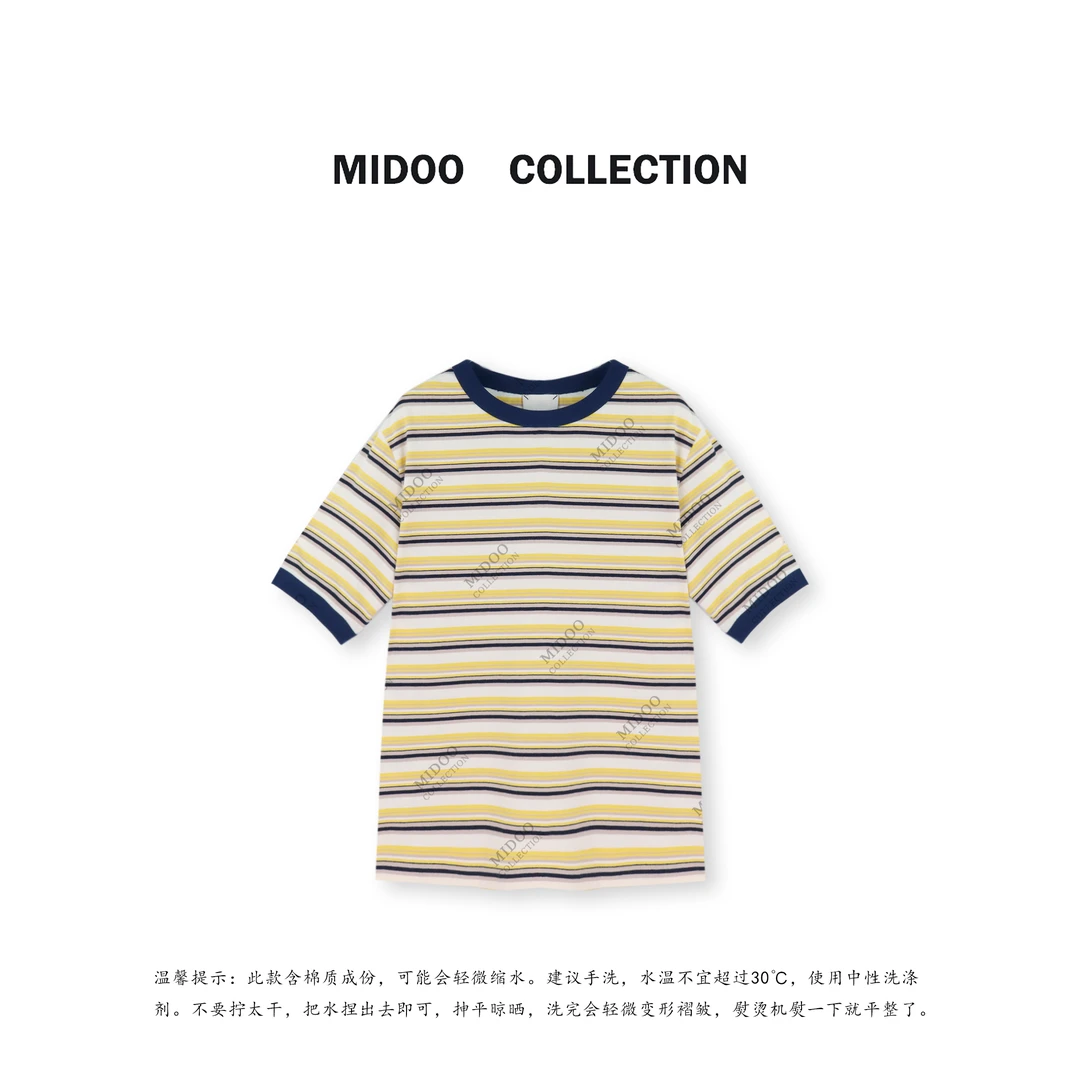 MIDOO ‘暖阳织纹’活力减龄百搭全棉休闲T恤