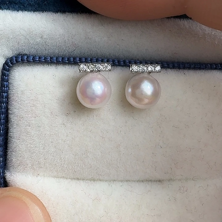 耳饰海水珍珠银S925镶嵌6mm