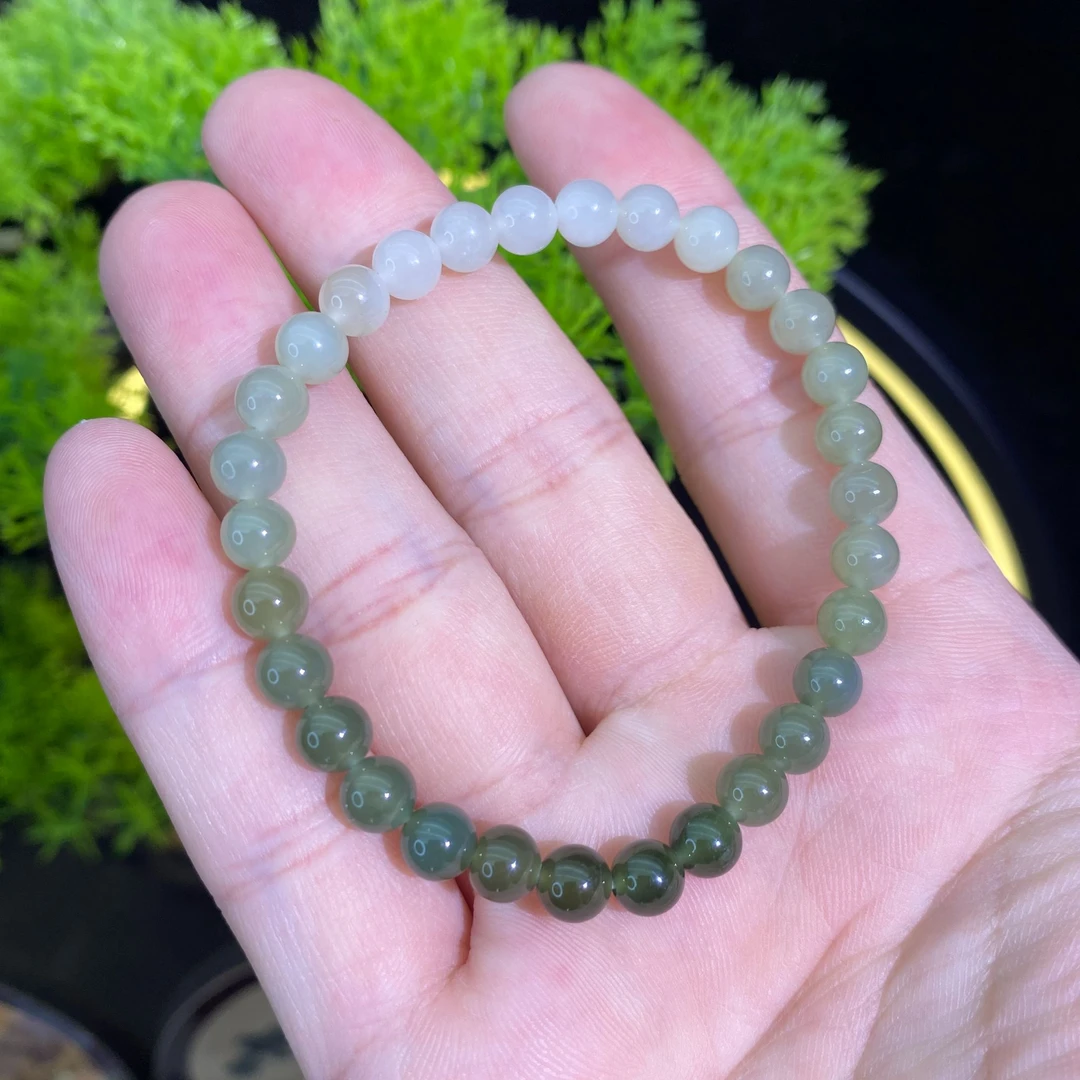 单圈和田玉渐变圆珠玉珠素圈卡6MM女士时尚百搭玉手串多样性发一