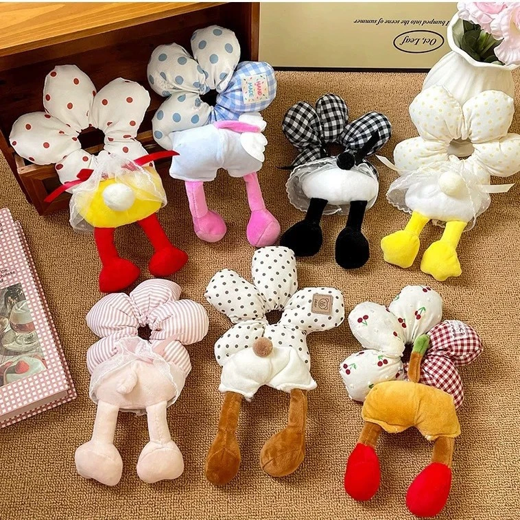 可爱米奇屁屁花朵大肠发圈女高级感充棉丸子头绳毛绒扎头马尾发绳